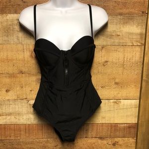 Bongo sexy corset one piece Bathing suit zip up with push up bra